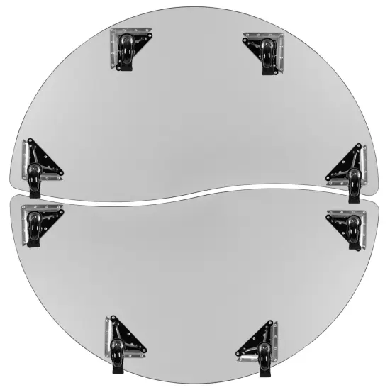 Emma and Oliver 2 Piece Mobile 60" Circle Collaborative Grey Kids Activity Table Set Oak {6}