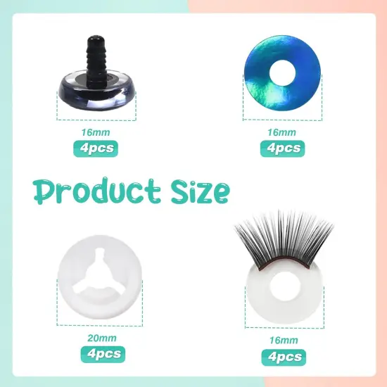 4 Sets 16mm Safety Eyes Glitter Safety Eyes with Washers {2}