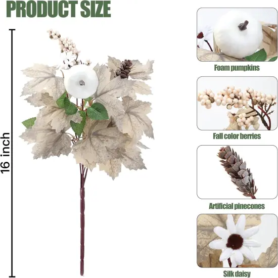 2 Pcs Artificial Maple Leaves Stems {5}