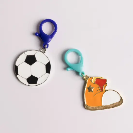 Enamel Soccer Ball and High-Top Sneaker Backpack Charm Set of 2 {1}