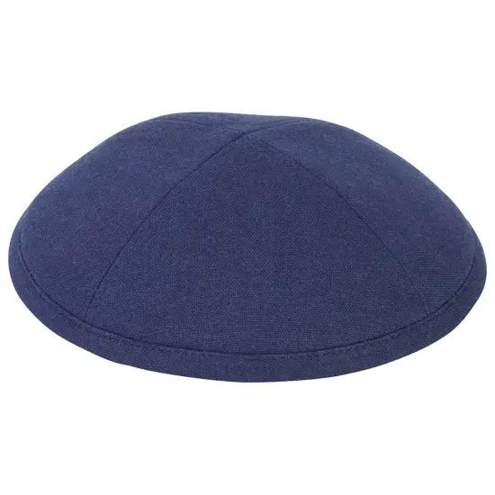 Kippah Navy Blue Deluxe Linen {1}