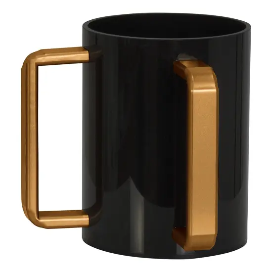 Lucite Wash Cup Black with Gold Handles {2}