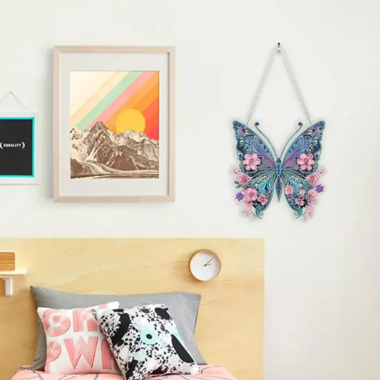 DIY Hanging Diamond Art Pendant Painting Kit Butterfly, Special Crystal Gem Craft Painting Kit Ornament, Box Package,9.0x9.8inch {5}