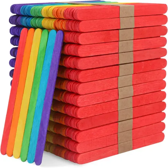 1000 Pcs Colored Popsicle Sticks for Crafts, 4.5 Inch Colored Wooden Craft Sticks, Ice Cream Sticks, Rainbow Popsicle Sticks, Great for DIY Craft Creative Designs and Children Education {1}