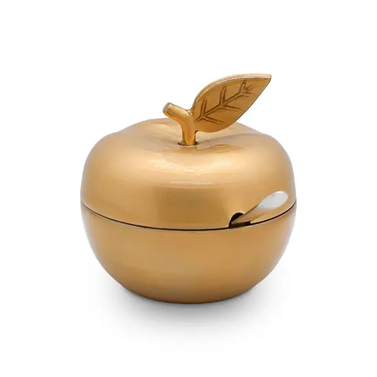 Enamel Apple Shaped Honey Dish Gold {1}