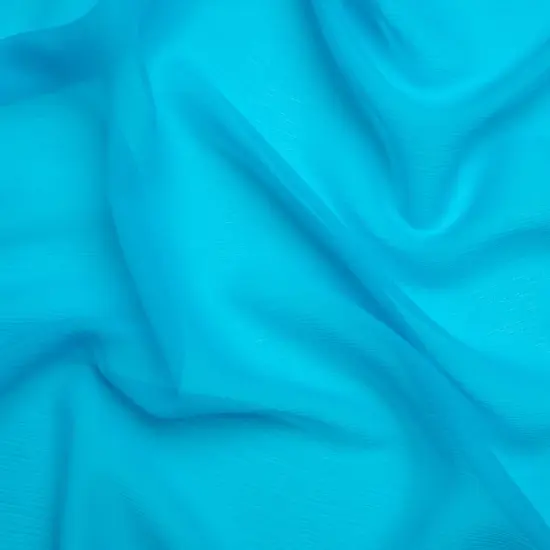 1 Yard Crinkled Silk Chiffon Horizon Blue Sheer Lightweight Draping Fabric, 43 Inches Wide {1}