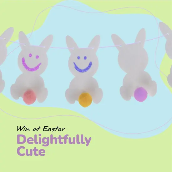 Easter Bunny Garland - Hanging Decorations Set with 10 Felt Rabbits, 9 Feet of Ribbon, and Needle for Stringing - Easter Bunny Decorations for Home, Office, or Classroom {4}