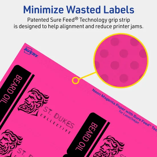 Avery Neon Magenta Paper Labels, 2" x 3.75" Rectangle {4}