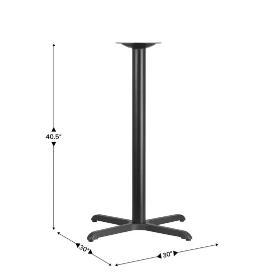 Emma and Oliver 30'' x 30'' Restaurant Table X-Base with 3'' Dia. Bar Height Column Black {2}