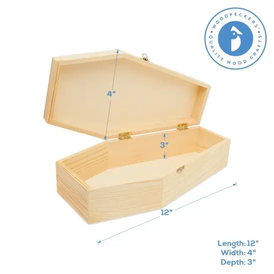 Wooden Coffin Box, Multiple Sizes, Unfinished, Halloween Decor, Pet Casket | Woodpeckers {6}
