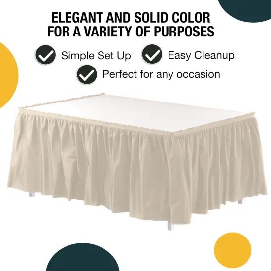 Ruffle Disposable Table Skirt 14 Ft Long Pleated Table Skirts with Adhesive Strip &ndash; Fits 6ft+ Rectangle or Round Tables &ndash; Ideal for Birthday Parties, Gender Reveal, Baby Showers & Event Decorations 6 pack by Exquisite Ivory {2}
