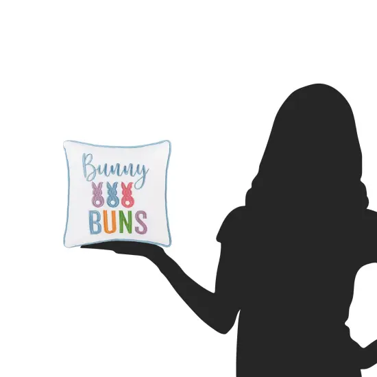 Easter "Bunny Buns" Embroidered Small/Petite Spring Themed Accent Pillow, 10" x 10" {5}