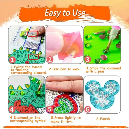 8 PCS Cartoon Diamond Art Painting Coasters Kit for Adults Kids Supplies {2}