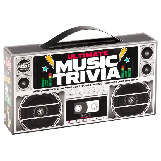 Professor Puzzle: Ultimate Music Trivia - Party Game, 300 Questions In 3 Categories: Timeless Tunes, Music Legends & Big Hits, Ages 12+ {1}