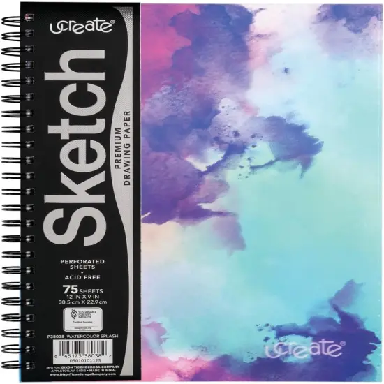 Fashion Poly Sketch Book, Watercolor Splash, 9" x 12", 1 Count {1}