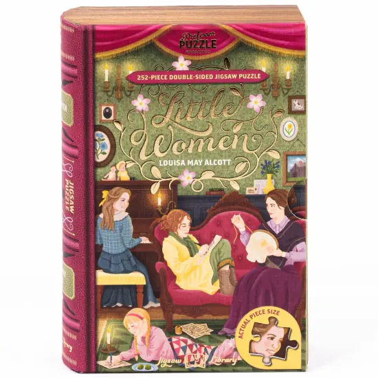 Professor Puzzle: Jigsaw Library - Little Women - 252 Piece Double-Sided Puzzle, Illustrated Book Scene, 19.4x14.5", Collectible Book Shaped Box {6}