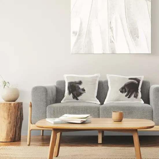 Stupell Industries Fuzzy Black Cats on Beige 2pc Decorative Printed Throw Pillow Set Design by Melissa Wang, 18 x 7 x 18 {2}