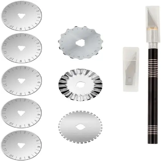 Rotary Cutter Set 45mm Fabric Cutter Wheel Kit 96 PCS Quilting Kits for Beginners A4 Cutting Mat Acrylic Ruler Carving Knife Craft Clips Bags Full Tools for Crafting Sewing Patchworking {4}