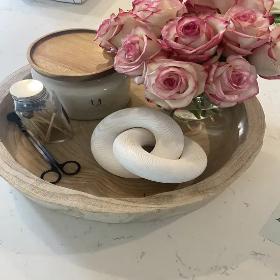 Coffee Table Decor Wood Knot Link Decoration Wooden Chain Link Knots for Book Shelf Living Room Decor White {6}