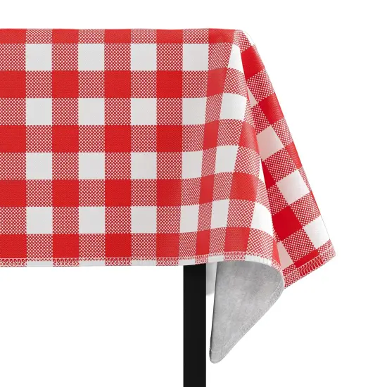 Exquisite Vinyl Tablecloth &ndash; 54" x 70" &ndash; Pack of 1 &ndash; Rectangular Plastic Table Cover with Flannel Backing &ndash; Reusable & Waterproof Tablecloth for Events and Parties Red Gingham {2}