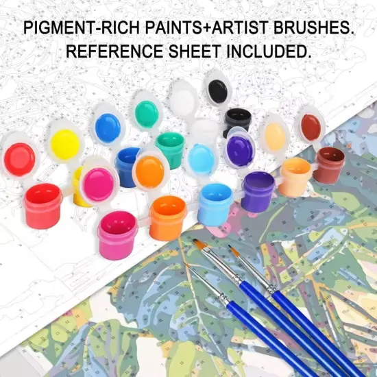 Landscape Paint by Numbers Kits 16x20 inch Canvas DIY Oil Painting for Kids, Students, Adults Beginner with Brushes Acrylic Pigment Graffiti Abstract Beach Photo Gift {4}