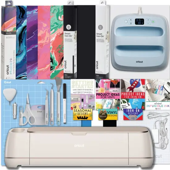 Cricut Maker 4 Cutting Machine and Easy Press 3 Machine with HTV Materials Bundle {1}