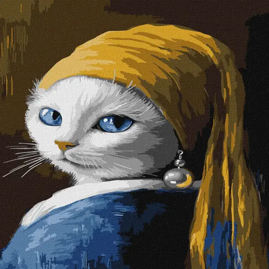 Painting by Numbers kit Cat with a pearl earring KHO6687 {3}