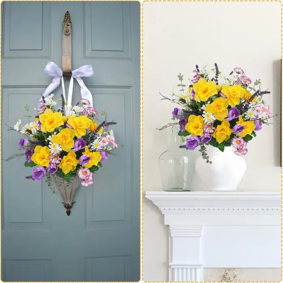 15.7" Artificial Wildflowers Mixed Bush Faux Silk Flowers {5}