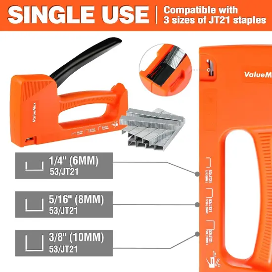 Light-Duty Staple Gun Kit, includes 1600PCs 5/16'' Staples, Manual JT21 Staples, for Upholstery, Material Repair, Decoration, Furniture, DIY Use {4}