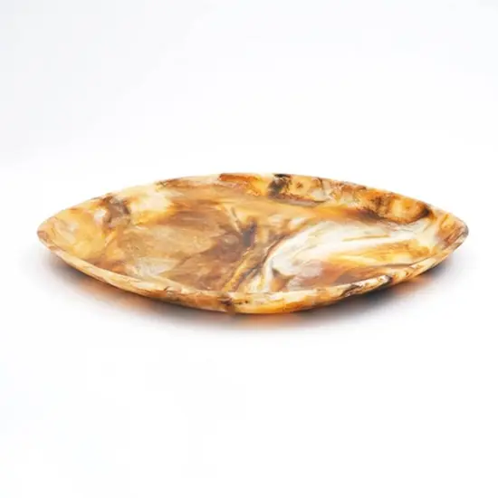 Vibrant Brown Resin Decorative Tray with Ball Feet {4}