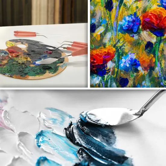 U.S. Art Supply 18-Piece Stainless Steel Palette Knife Set - Spatula Painting Knives to Mix, Spread, Apply Oil & Acrylic Paint on Canvases, Cake Icing {6}