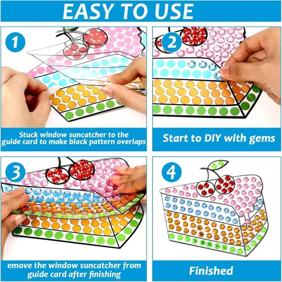 7pcs Summer Crafts Sweets Arts Crafts DIY Gem Diamond Suncatcher Crafts for Kids Cake Ice Cream Diamond Painting Gift {3}
