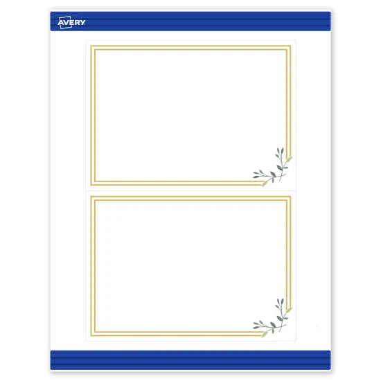 Avery Printable Rectangle Invitation Cards, Gold Double Border with Florals, 5" x 7", Matte White Rectangle Invitation Cards, Laser/Inkjet, 20ct, Great for Invitation Cards {1}