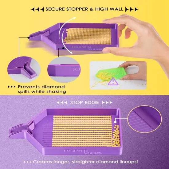 Silky Diamond Painting Tray with Lid, Diamond Painting Accessories, Diamond Art Tray with Prismatic Shine Lid, Diamond Art Accessories and Tools for 5D Diamond Painting Beads, Silky Sapphire {3}