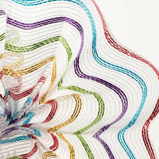 10" Cotton Poly Deco Mesh Ribbon: White/Multi (10 Yards) {2}