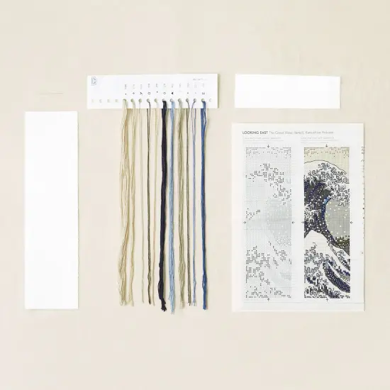 DMC Advanced Bookmark Cross Stitch Kit-The Great Wave By Katsushika Hokusai {3}