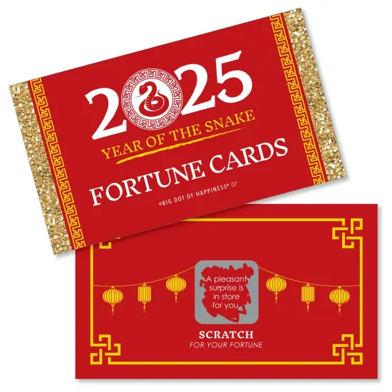 Big Dot of Happiness 2025 Year of the Snake - Lunar New Year Game Scratch Off Fortune Cards - 22 Count {1}