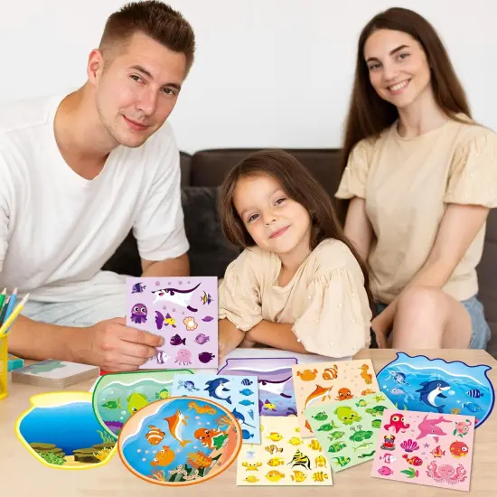 24PCS Color Sorting Summer Sea Animal Sticker Scene for Kids, Make A Sea Scene with Shark Tropical Fish, Make Your Own Ocean Animal Sticker Art Craft, DIY Fall Games Activities {3}