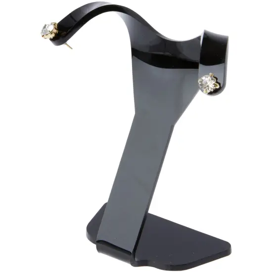 Plymor Black Acrylic Divided Pair Hanging Earring Display Stand, 3.125" W x 1.75" D x 4" H {3}