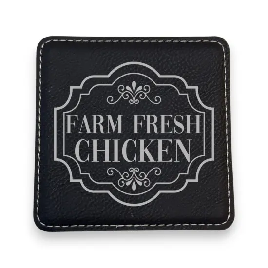 Coaster - Farm Fresh Chicken - SET OF 2 - Leather or Stitched Cork Rawhide {5}
