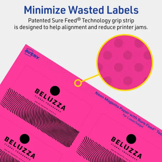 Avery Neon Magenta Paper Labels, 2" x 3.5" Rectangle {4}
