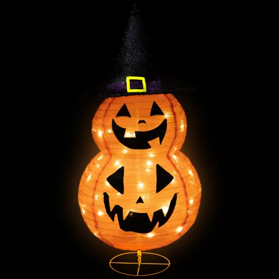 Northlight LED Lighted Jack-O-Lanterns in Witch's Hat Outdoor Halloween Decoration - 34" Orange {4}
