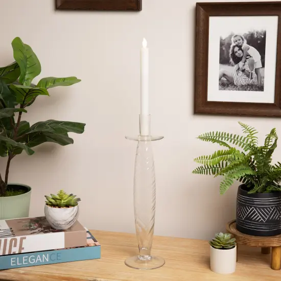 Northlight Glass Swirled Taper Candle Holder - 16" Clear {1}