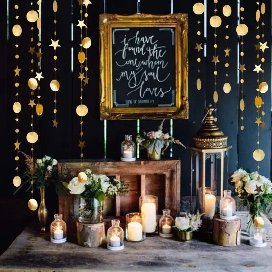 Gold Star Garlands Party Decorations Hanging {5}