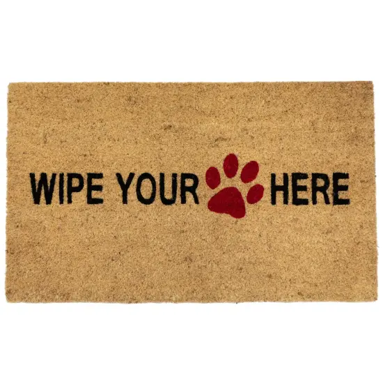 Northlight Animal Print "Wipe Your Paw Here" Doormat 30 x 18 Beige {3}