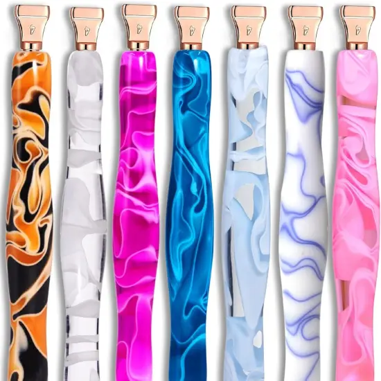 Rose Gold Metal Stainless Steel Tip Resin Diamond Painting Art Sticky Drill Dot Pen Stylus Kits Set Accessories Tool with Wax for DIY 5D Diamond Painting Gem Nail Art White {3}