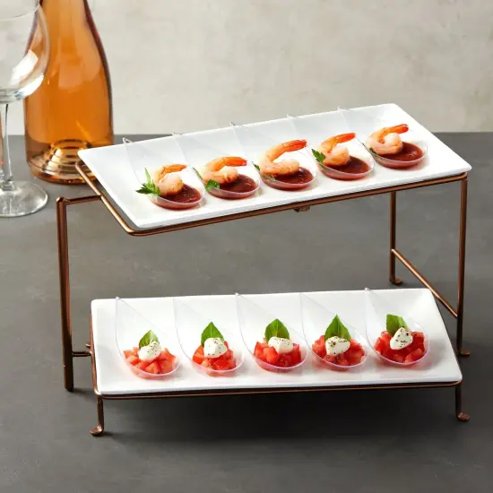 Mini Appetizer Plates and Tear Drop Spoons for Weddings (Clear, 72 Pieces) {2}