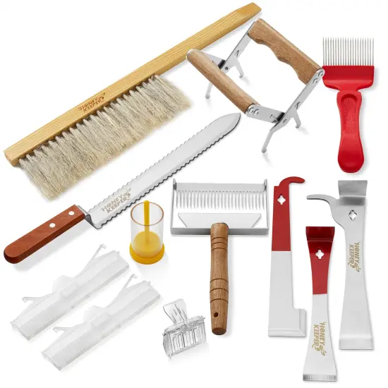 Honey Keeper 12-Piece Beekeeping Tool Kit - Essential Starter Supplies for Beginner Beekeepers Silver {2}