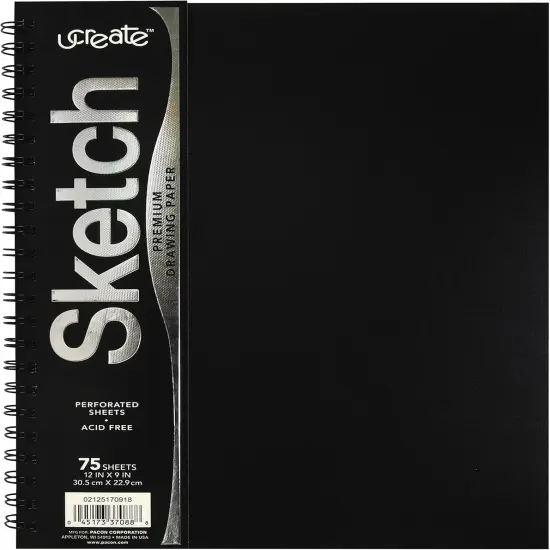 Poly Cover Sketch Book, 9" x 12", Black {1}