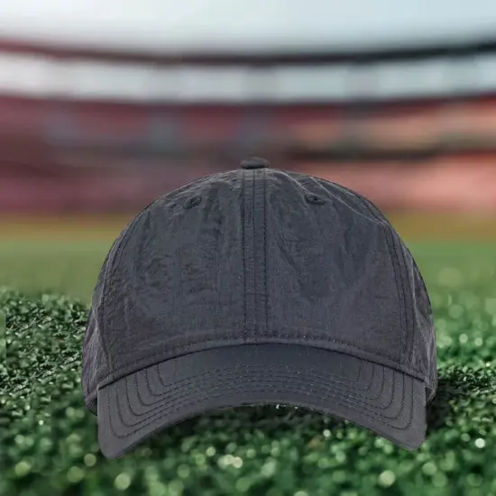 1 Count Lightweight Kipling Cap Six Panel Nylon with Curved Bill and Webbing Strap Dark Grey {2}